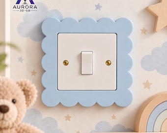 Marco festoneado para interruptor de luz / Marco para interruptor de guardería / Marco para interruptor simple y enchufe doble (Reino Unido) / Decoración para dormitorio infantil / Habitación infantil adorable