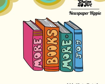 More Books More Joy PNG Groovy, Retro, Funky