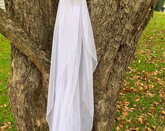 Fingertip English Net Wedding Veil Custom 1 Tier Pencil Edge