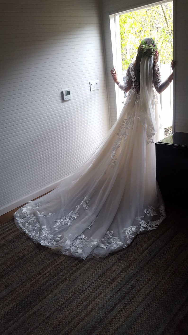 Custom Fingertip Length Chiffon Wedding Veil Made to Order 1 Tier Pencil image 1