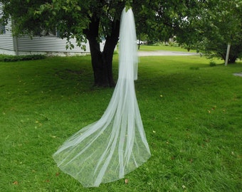 Custom 3 tier Royal Cathedral Length Wedding Veil Made to Order Blusher Cut Edge