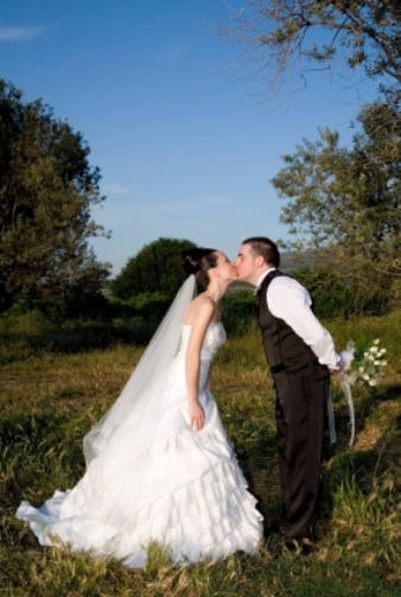 Waltz Wedding Veil 1 Tier Silver or Gold Pencil Edge Custom Made