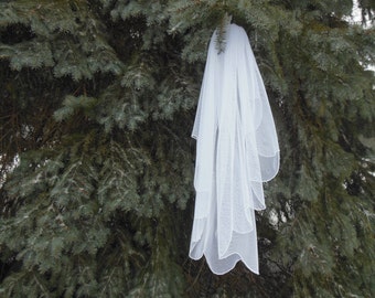 Elbow Length English Net Wedding Veil Made to Order 1 Tier Scalloped Edge