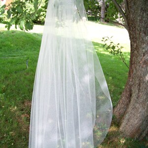Fingertip Wedding Veil Swarovski Crystals 1 Tier Cut Edge
