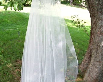 Fingertip Wedding Veil Swarovski Crystals 1 Tier Cut Edge