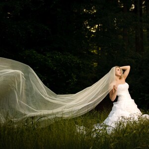 Voile de mariée extra long cathédrale royale : bord ruban, voile de mariée illusion à 1 niveau, personnalisé