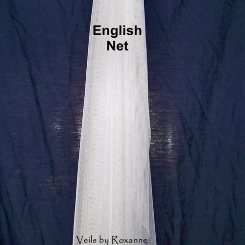 English Net Chapel Length Wedding Veil 1 Tier Pencil Edge - Accessories