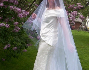 Drop veil Royal Cathedral Mantilla Veil with Cut Edge