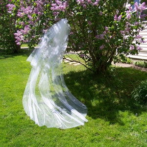 2 Tier Cathedral Blusher Veil Silver Pencil & Rhinestones