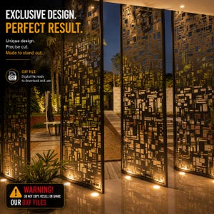 Urban geometrisk matrispanel dxf svg png pdf – Laserskuren CNC-plasmafil, modern metallskärm