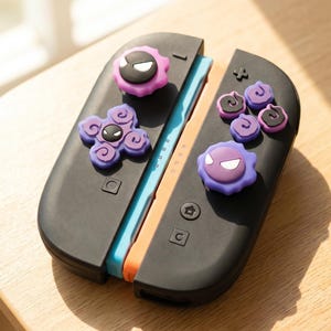 Cute Ghost Nintendo Switch Thumb Grips & ABXY Button Set, Custom Joycon Caps for Switch 2 OLED Lite, Kawaii Gaming Accessories