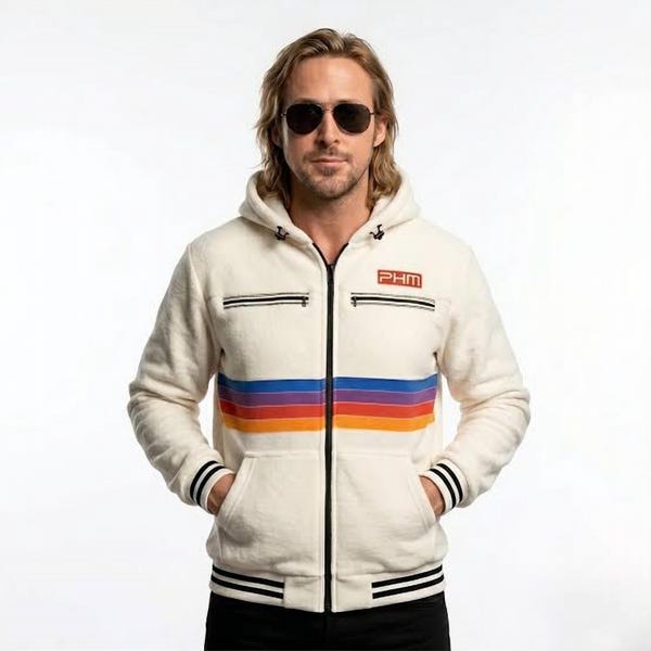 Project Hail Mary Hoodie, Ryan Gosling PHM Zip Hoodie, Retro Rainbow Stripe White Sherpa Fleece Jacket, Unisex Sci Fi Gift for Him Her