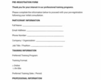 Professional Training Pre-Registration Form
