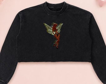 Sweat-shirt court Disney Clochette | Haut vintage Pin-up fée à manches longues, Disney Fairycore pour adultes