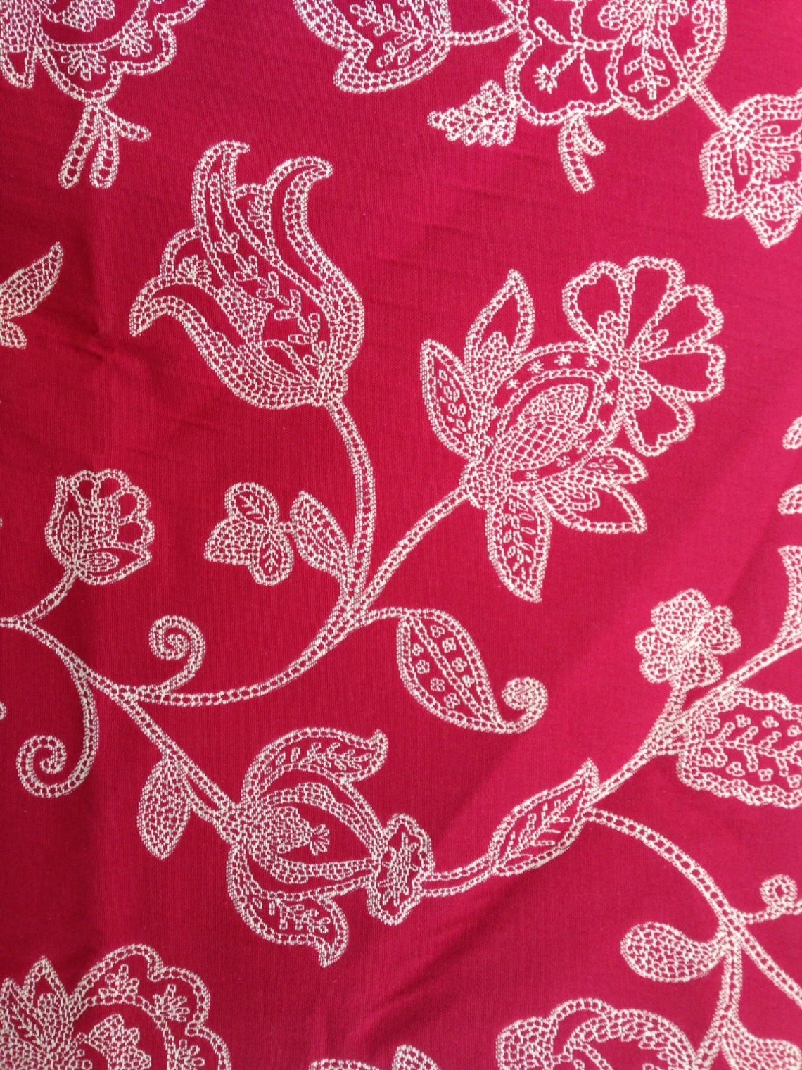 Upholstery 100 Cotton Floral Embroidery Fabric 1 3/8 Yd Etsy