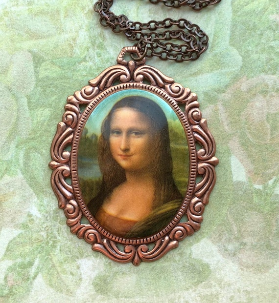 Mona Lisa Cameo Necklace Cameo Pendant Leonardo Da Vinci Large