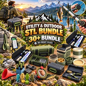 Camping & Fishing STL Bundle | Folding Stool, Portable Table, Camping Cutlery, Tackle Box | Outdoor Gear 3D Print Files