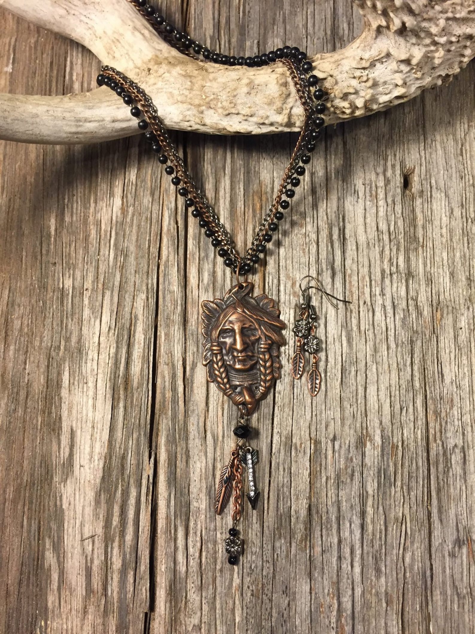 2pc Set Copper Indian Head Necklace Etsy UK