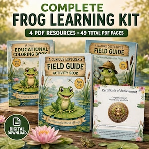 Frog Science Learning Kit, Ages 5-8, Printable Nature Activities (Digital Download) Children's Book PDF