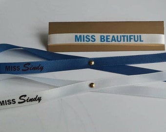 Sindy Sash. Repro Miss Sindy Blue/ Miss Sindy White or Miss BEAUTIFUL. 3 Variations to choose from drop down menu