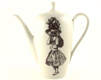 Alice in Wonderland Tea Party Gift Hygge Teapot Coffee Pot for Her Mom Granny, Alice Party Gift, Vintage Holiday Porcelain Pot, Mad Hatter