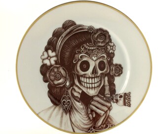 Swear Bitchy Gift SALE 4 Bitch Whore Bimbo Plates Set Altered Art Vintage Porcelain Decoration Kitchen Houmourous Plate Fun Funny Gift