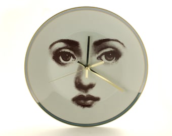 Big Porcelain Wall Clock 11.8" , Face Art Eyes, Wedding Gift, Vintage Platter, Fun Funny, Christmas New Year Wedding Housewarming Mother