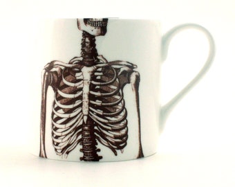 Skeleton Anatomical Mug, Bone China Tea or Coffee Mug, Anatomy Gothic Coffee Mug, Halloween Mug, Day of the Dead Gift,  Mexico