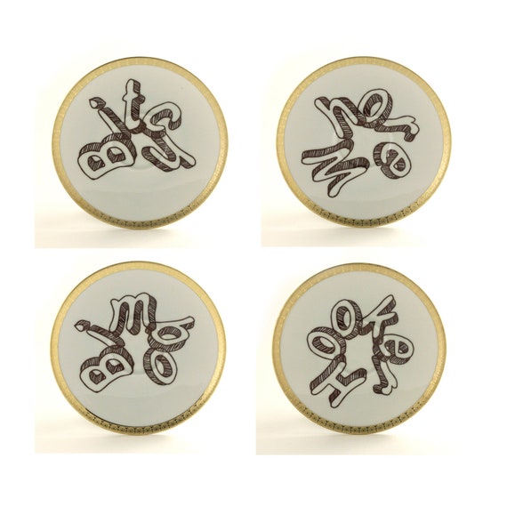 Swear Bitchy Gift SALE 4 Bitch Whore Bimbo Plates Set Altered Art Vintage Porcelain Decoration Kitchen Houmourous Plate Fun Funny Gift