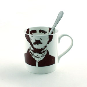 Edgard Allan Poe Mug Bone China Tea or Coffee Portrait Poet Writer Present Gift Nevermore Goth Nevermore