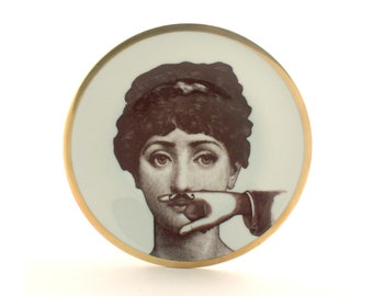 Fingerstache Plate, Meme Plate Face Art, Mustache Moustache Woman Plate, Vintage Porcelain Plate 7.48", Home Decoration Gift, Christmas