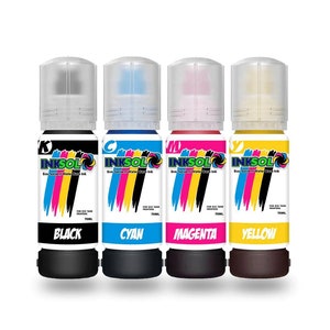 Puede incluir: Cuatro botellas de tinta a base de agua eco-solvente para impresoras eco-tanque. Las botellas est&aacute;n etiquetadas en negro, cian, magenta y amarillo. Cada botella contiene 70 ml de tinta.