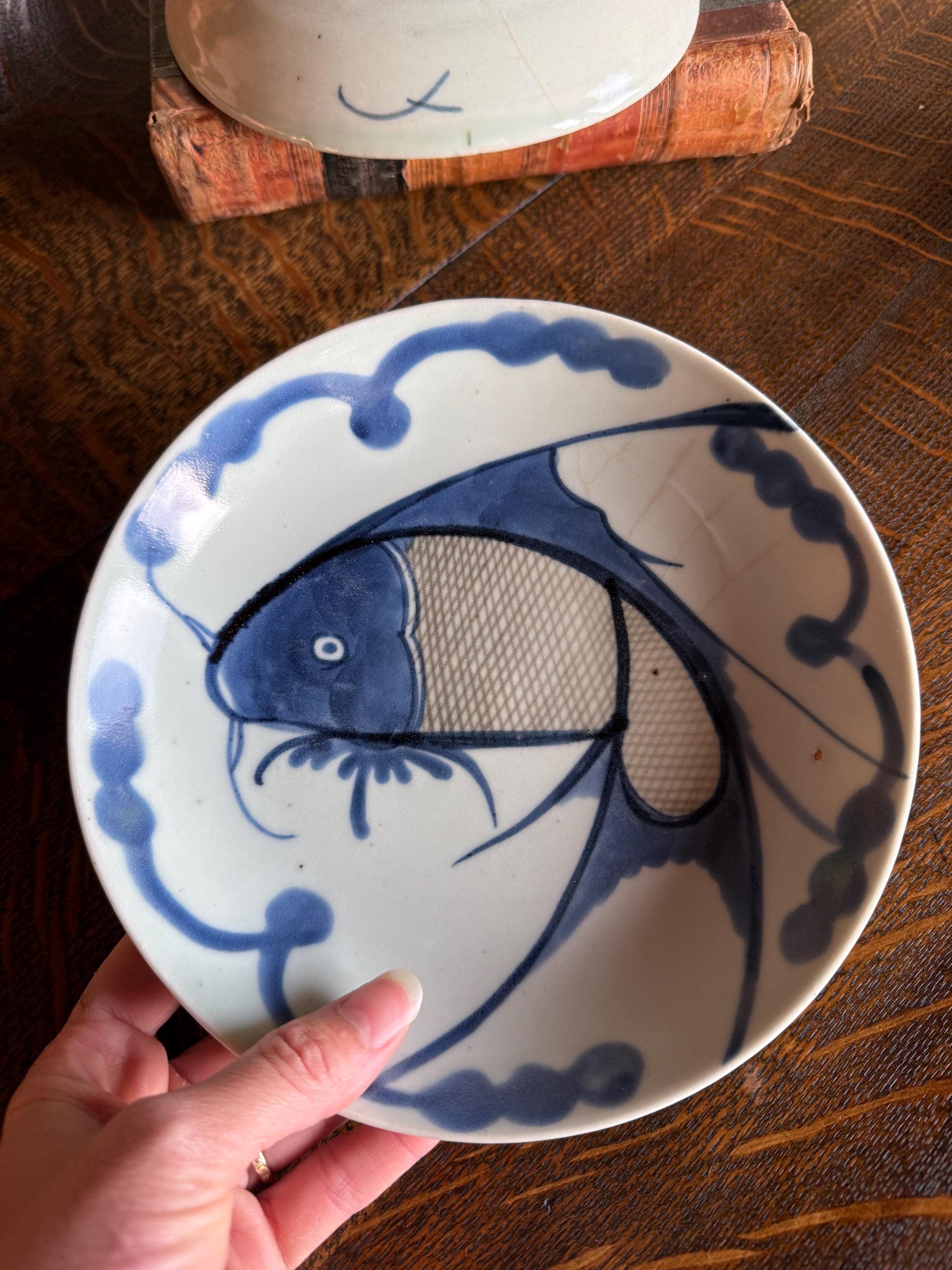 Blue and White Fish Plate - Etsy