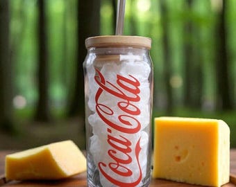 Coca-Cola Glass Tumbler with Bamboo Lid & Straw (16oz/20oz)