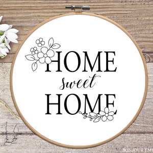 Home Sweet Home Embroidery Template PDF, House Outline Transfer, Printable A4 Hoop Design