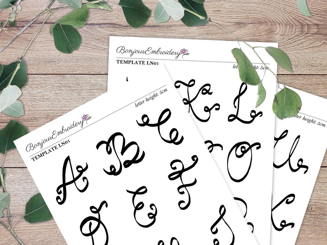 Hoop Lettering Ribbon Inspired Letters for Hand Embroidery A-Z Letters Template for ...