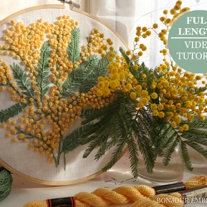 Mimosa Hand Embroidery Pattern Mimosa Embroidery Design Spring Embroidery for Beginners Mimosa Art DIY Crafts Spring Flowers PDF Template