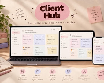 Freelancer Client Hub, Client CRM Tracker, Invoice & Project Manager, Digital Download for Freelancers, Small Business Planner