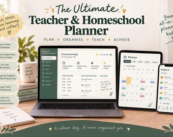 Teacher Planner Homeschool Planner Classroom Organizer Weekly Planning Teacher Monthly Calendar Student Lesson Plan Template