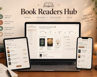 Book Tracker Digital Library Reading Log List Book Review Reading Challenge Series Book Lover Light Dark Template