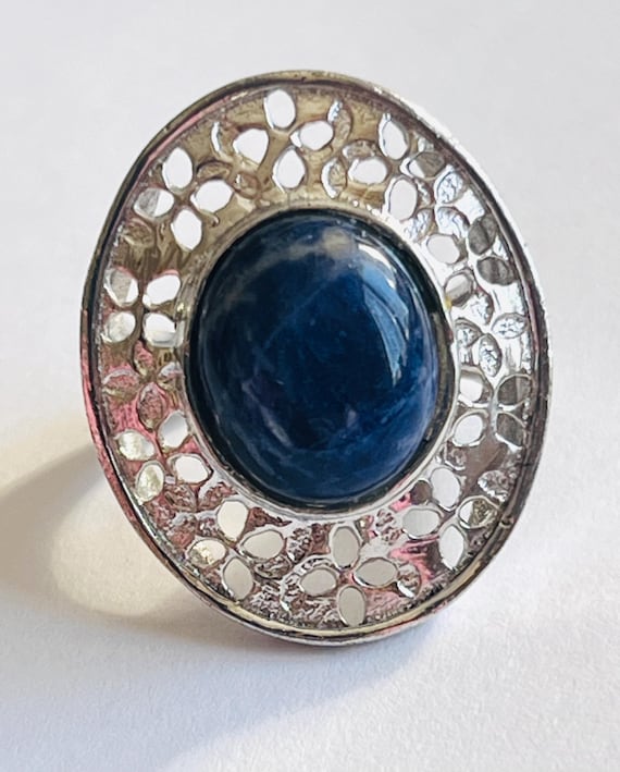Vintage Gemstone Ring Size 5 Statement Ring Silve… - image 8