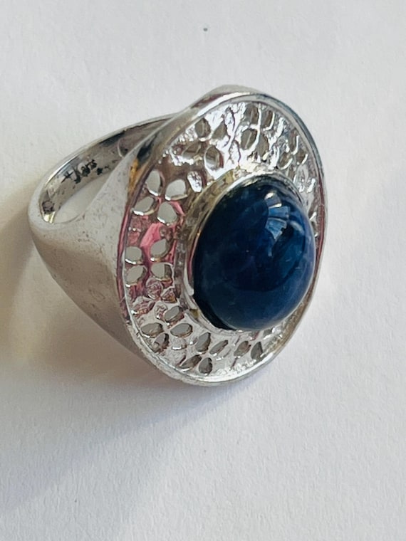 Vintage Gemstone Ring Size 5 Statement Ring Silve… - image 4