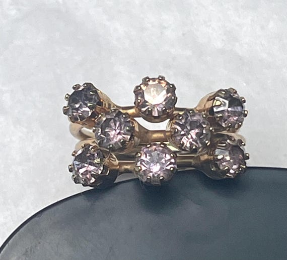 Vintage Lavender Cubic Zirconia Statement Ring: G… - image 5