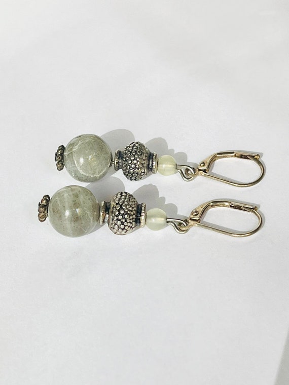 Beaded stone earrings vintage jewelry for women g… - image 5