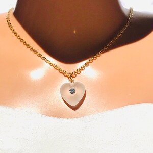 Heart Necklace for girl 15” chain clear cubic zirconia charm Love necklace Dainty gold filled chain new vintage from 1980s Gorgeous gift