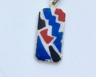 Vintage Necklaces Red White and Blue Charm Necklace Geometric Necklace Enamel Charm Vintage Necklaces Girl Charm Necklaces Patriotic USA