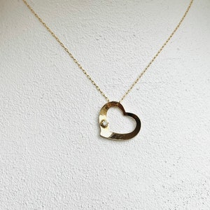 New Vintage Heart Charm Necklace for girls 14” gold filled chain Love Necklace Victorian