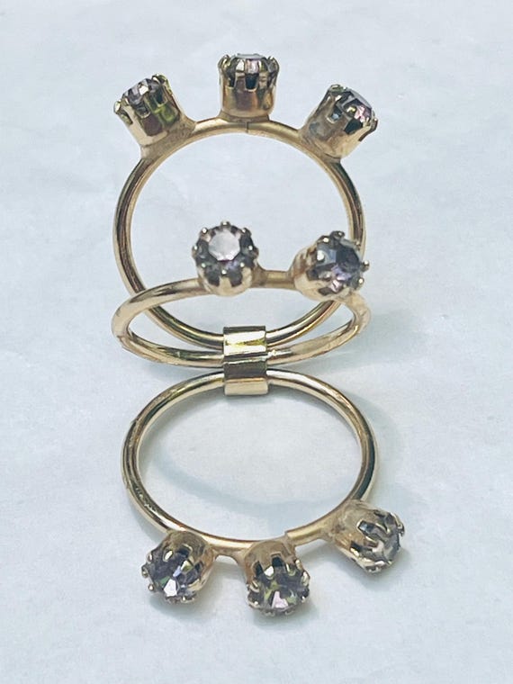 Vintage Lavender Cubic Zirconia Statement Ring: G… - image 4