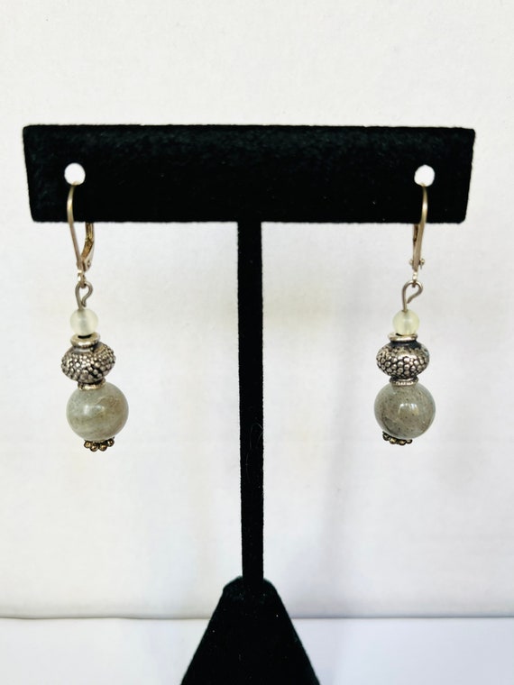 Beaded stone earrings vintage jewelry for women g… - image 1