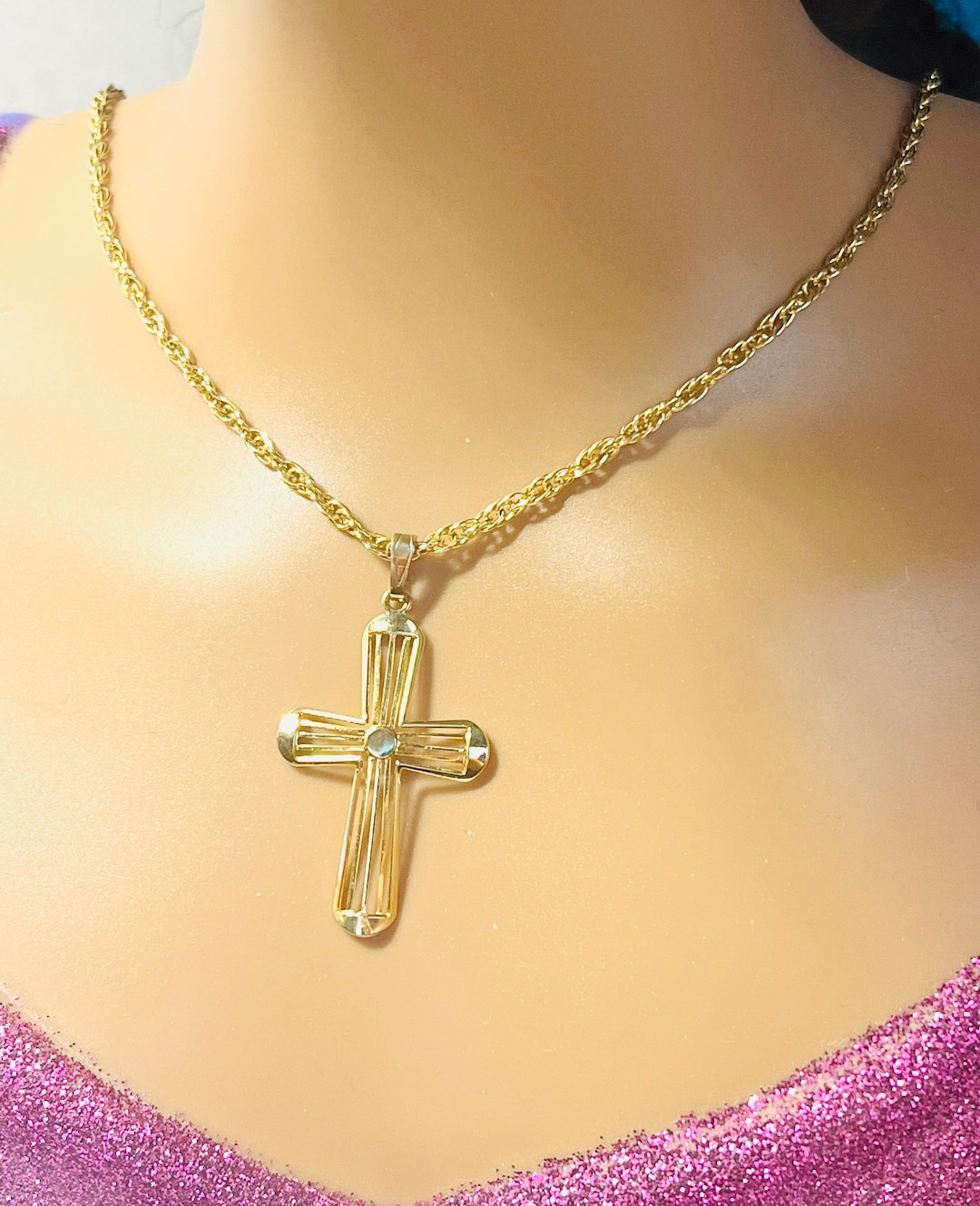 Vintage Cross Necklace for Women Girls NOS New Old Stock 17 Etsy